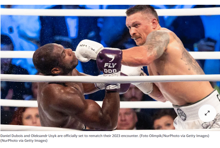 Daniel Dubois and Oleksandr Usyk are officially set to rematch their 2023 encounter. (Foto Olimpik/NurPhoto via Getty Images) (NurPhoto via Getty Images)