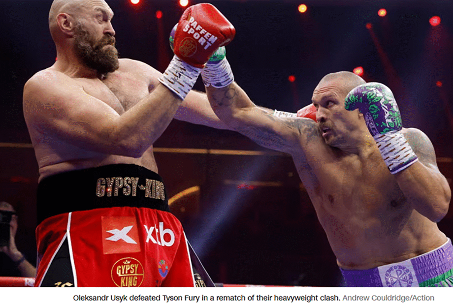 Oleksandr Usyk lands jab against Tyson Fury